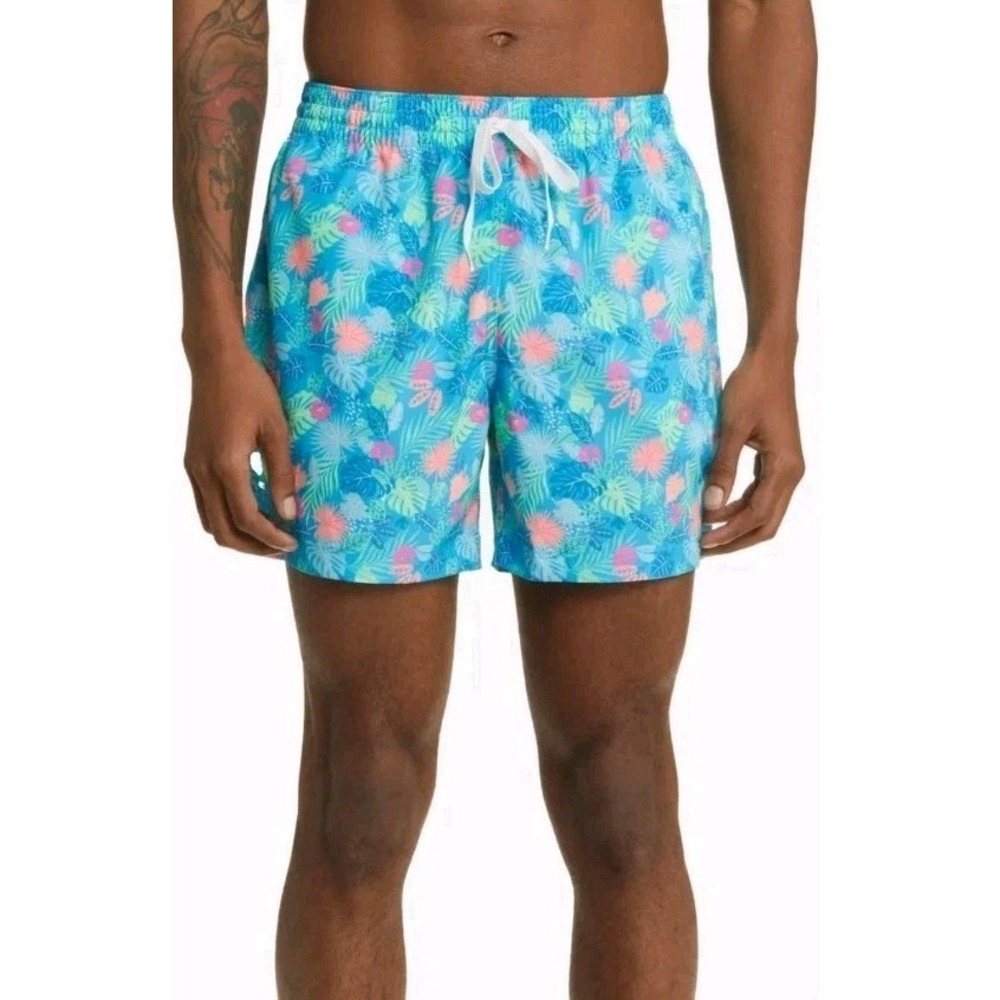 Chubbies The Wild Tropics Swim Trunks Mens Large Blue Floral 5.5" Inseam Resort
